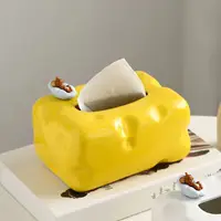 Modern Luxury Cheese Ceramic Tissue Box Decoration Home Living Room Tea Table Dining Table Advanced Paper Drawing Storage Box 1