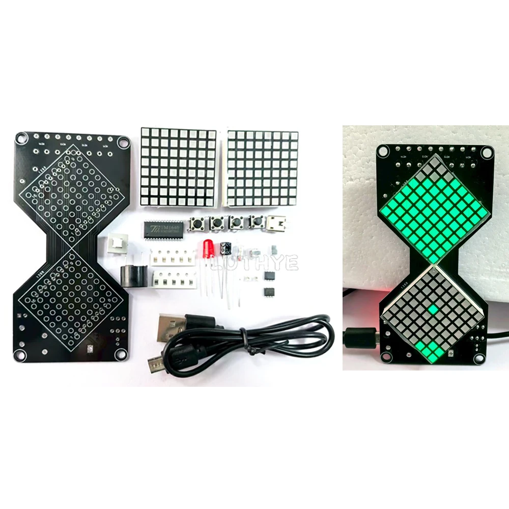 DIY 전자 키트 중력 감지 타이머 LED 도트 매트릭스 전자 모래시계 마이크로 USB 5V 학교 납땜 훈련 키트