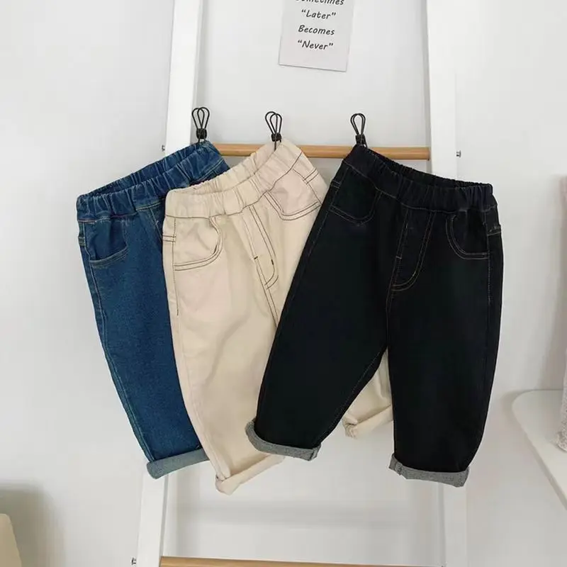 

Children's Pants Boys Loose Jeans Pants Boys Solid Color Casual Pants Boys Pants Kids Clothes