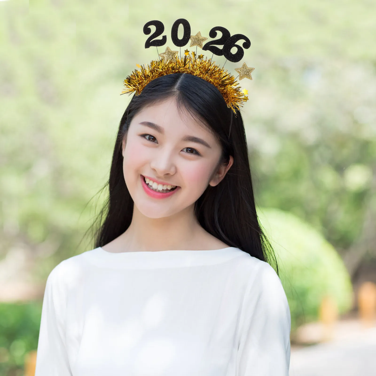 2Pcs 새해 머리띠 크리 에이 티브 2026 스타 반짝이 헤어 밴드 휴일 파티 헤어 액세서리 축제 새해 복 많이 받으세요 장식