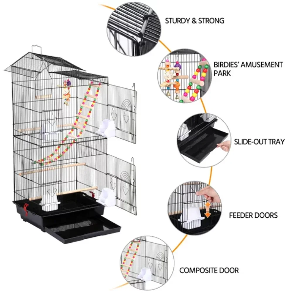 Bird Cage with perches and toys 3