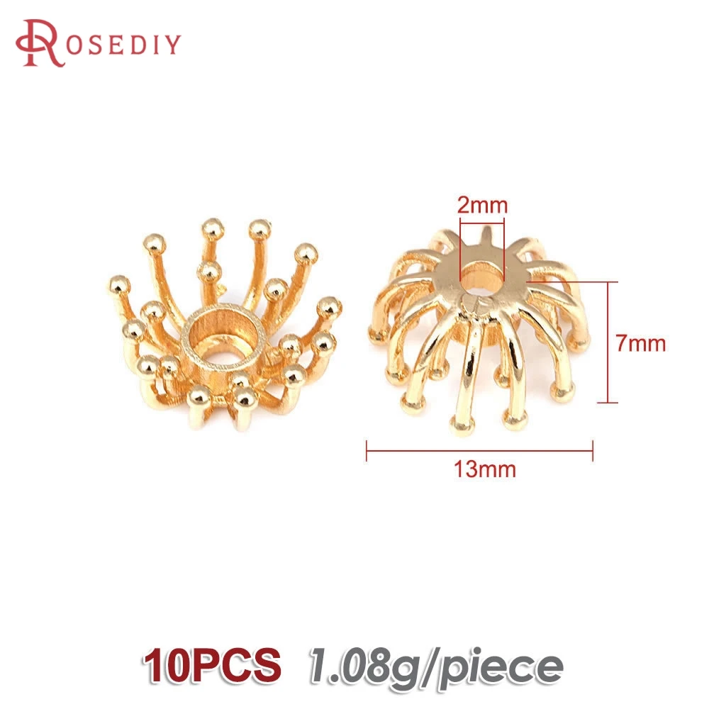 Elegant 18K Gold Brass Floral Bead Caps for DIY Jewelry & Earrings
