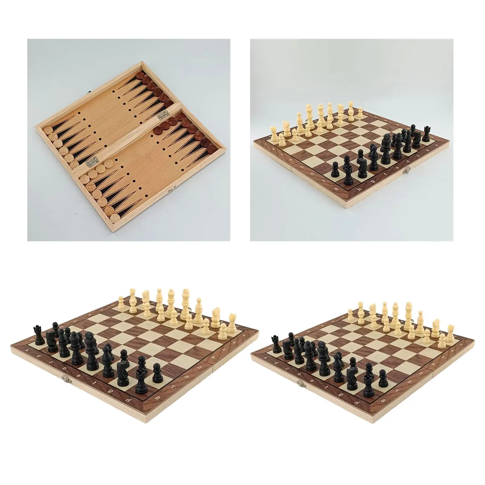 Wooden Chess Backgammon Checkers Travel Games Chess Set for Family Perfect Gifts