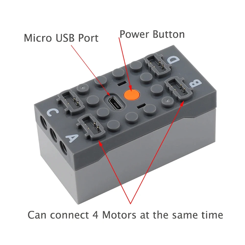 2.4G 8 Way Remote Control Speed Adjustable APP Program Rechargeable for MOC Power Functions Car Train Motor Control Tech Parts