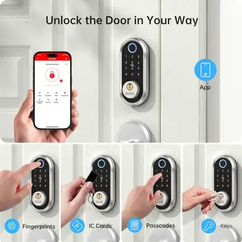 Smart Fingerprint Door Lock with Keypad & App Control, Bluetooth Keyless Entry for Home Security 4
