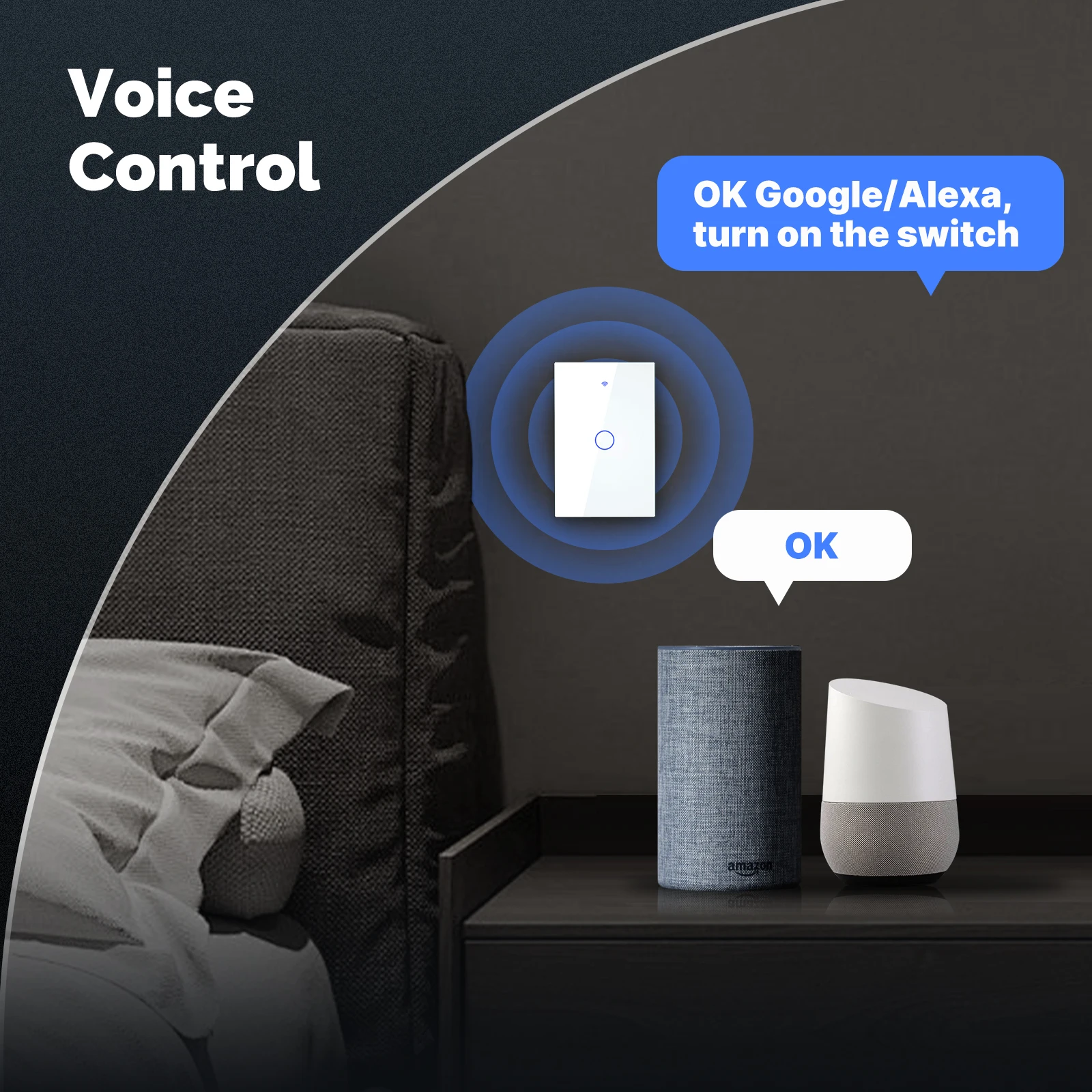 MOES Tuya ZigBee 조명 스위치, 터치 유리 패널, 내화 중성선, 앱 필요 리모컨, 알렉사 구글 홈과 작동