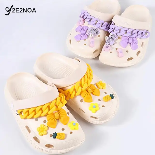 New Bling Solid Rhinestone Shoes 1 Set Fruit Flower Chains Cute Croc Charms Designer Diy Accessories