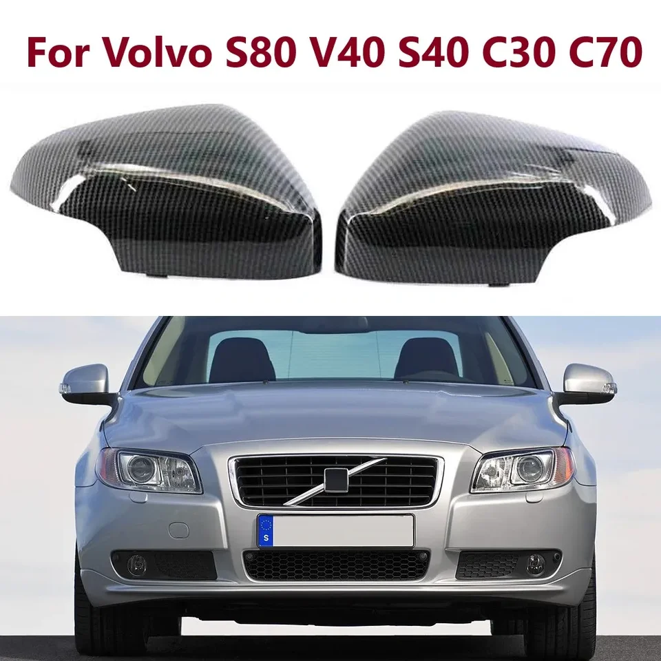Coprispecchietti Laterali In Fibra Di Carbonio Per Volvo C30 (2007-2012), S60 (2007-2009), V70 (2000-2008) - Paio, Design Sportivo - 2