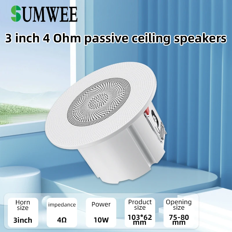 3 Inch Passive ceiling speakers 4 Ohm home Theater Background Music Stereo sound Embedded Audio system For Kitchen Living Room