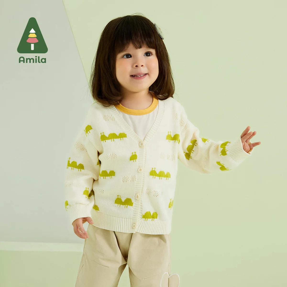 Amila Baby Cardigan Spring New 100% Cotton Long Sleeves Sweater Top Children Clothing Boys Girls Knitted Wear
