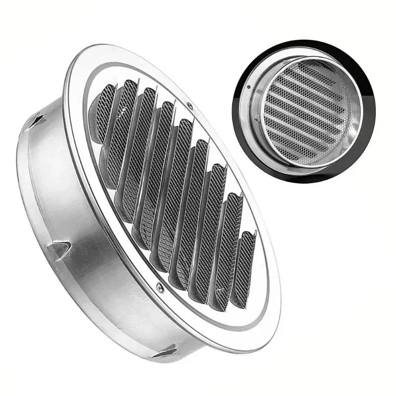 Air Vent Grille Ventilation Grille Round Stainless Steel Air Vent Grille Insect Protection Exterior Wall Ducting Ventilation Tool 80/100/120/150/160/180/200/300mm