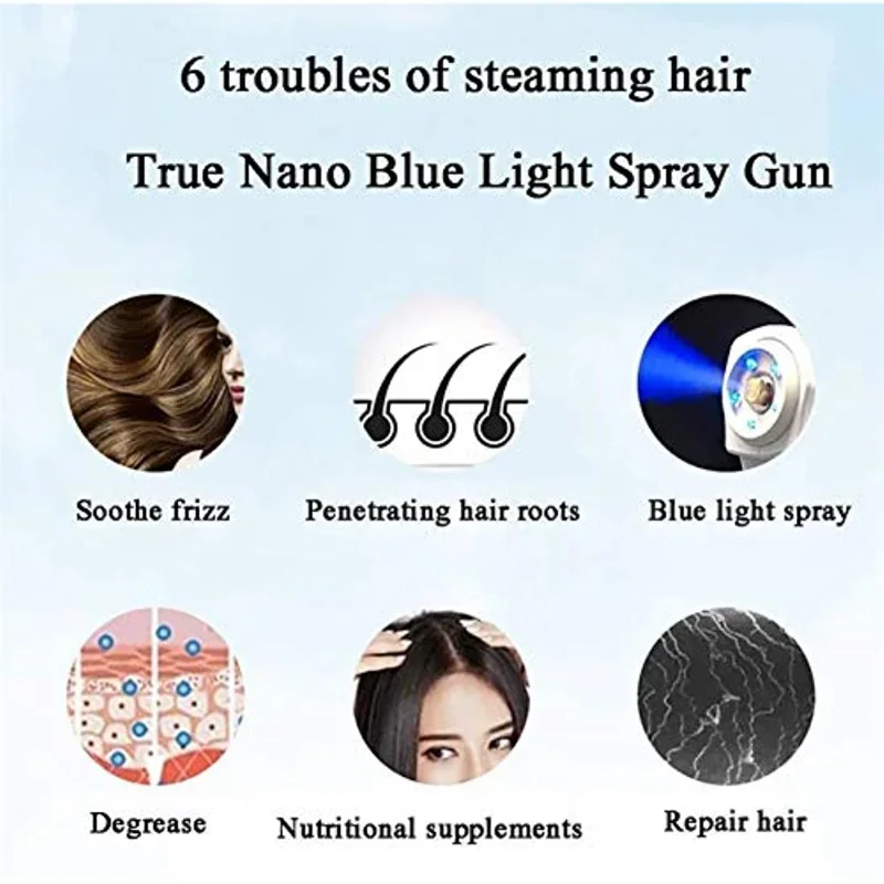 1pc New Nano Steam Gun Hair Care Nano Hydration Sprayer Hot Dyeing Care Blue Micro Mist Machine Spray Facial Steamer Trigger