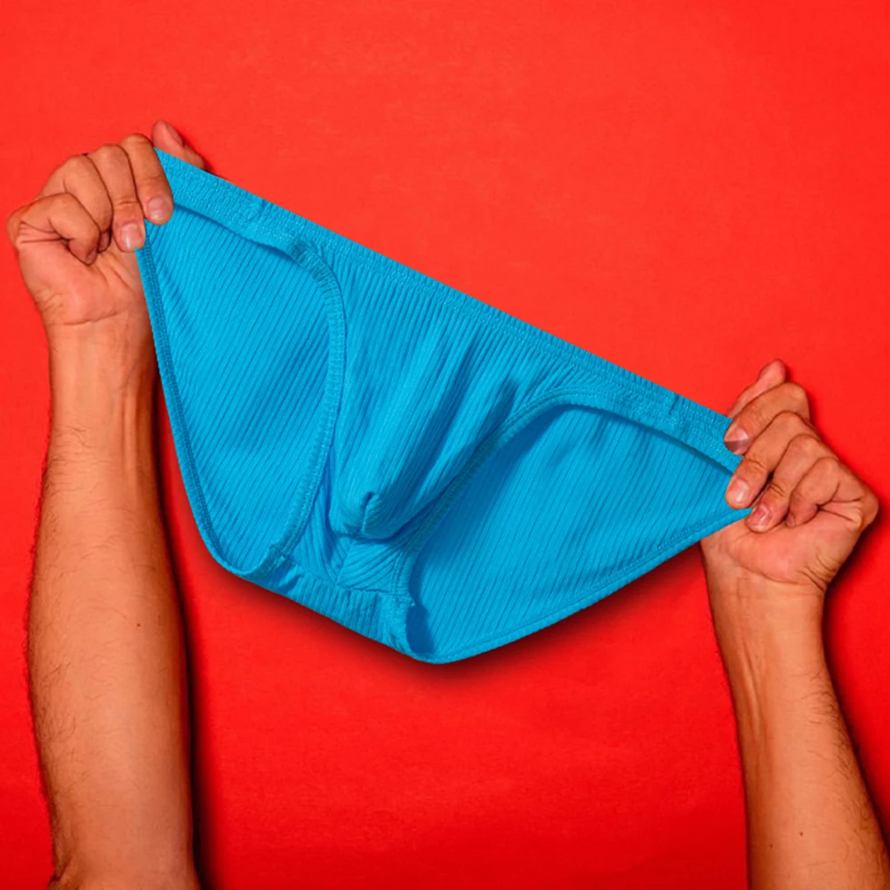 

Men Smooth Elastic Briefs Sexy Cotton Bikini Bottom Solid Color Underwear Breathable Underpants Pouch Panties Elasticity Slips