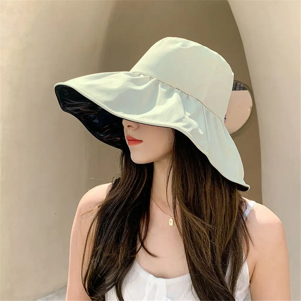용수철 휴대용 접이식 자외선 차단 버킷햇, 해변 어부 모자