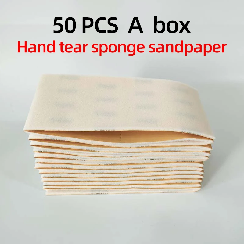 

50 Pieces Of Car Polishing Hand-tear Sponge Sandpaper Paint Beauty Polishing Fine Grinding 400/600/800 Grit 115*125mm