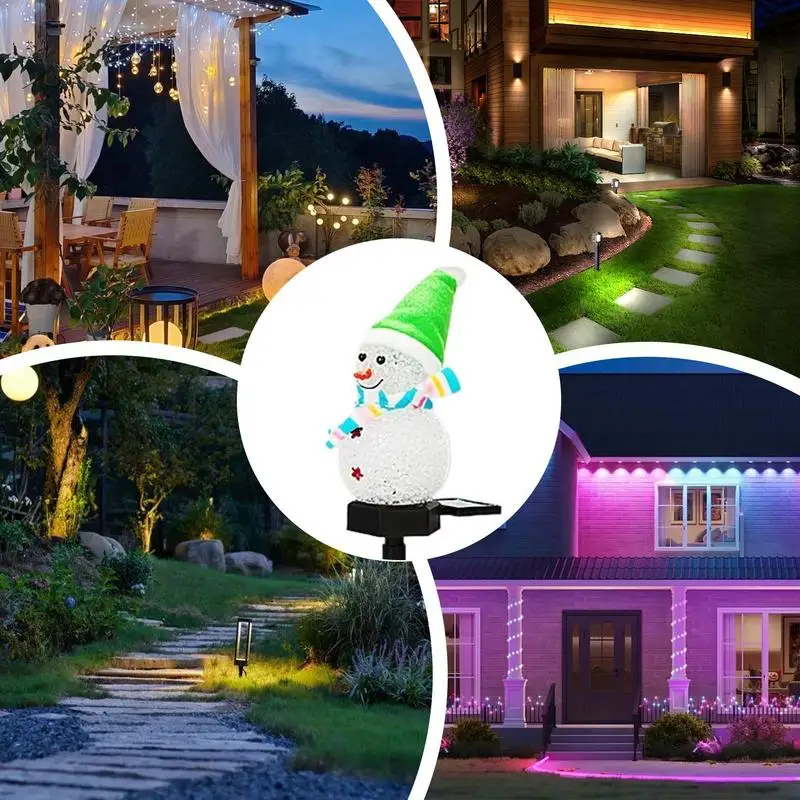 Snowman Yard Stake Solar Powered Snowman Lights Waterproof Solar Christmas Decorations Outdoor Christmas For Garden Patio 5