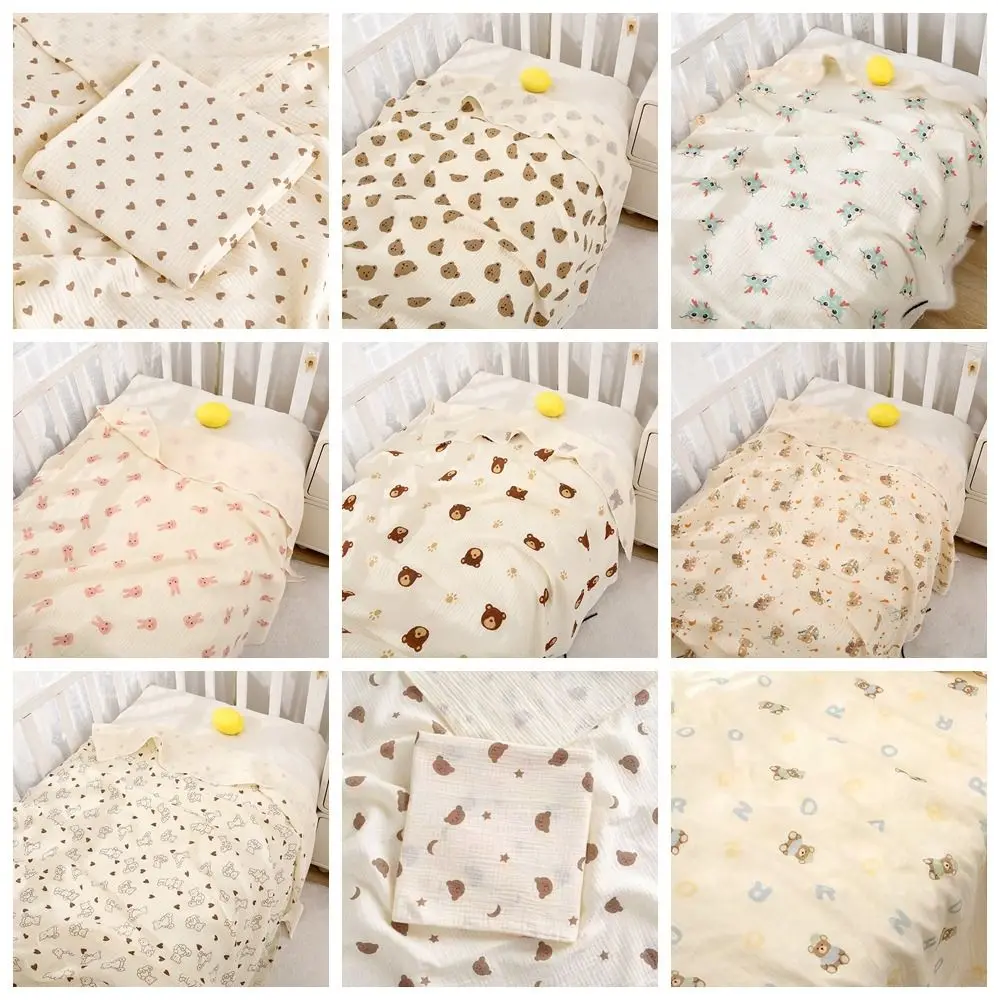 Cute Air Filter Cotton Infant Strappy Blanket Cartoon Soft Baby Swaddle Blanket Warm Breathable Newborn Blanket Wraps Outdoor