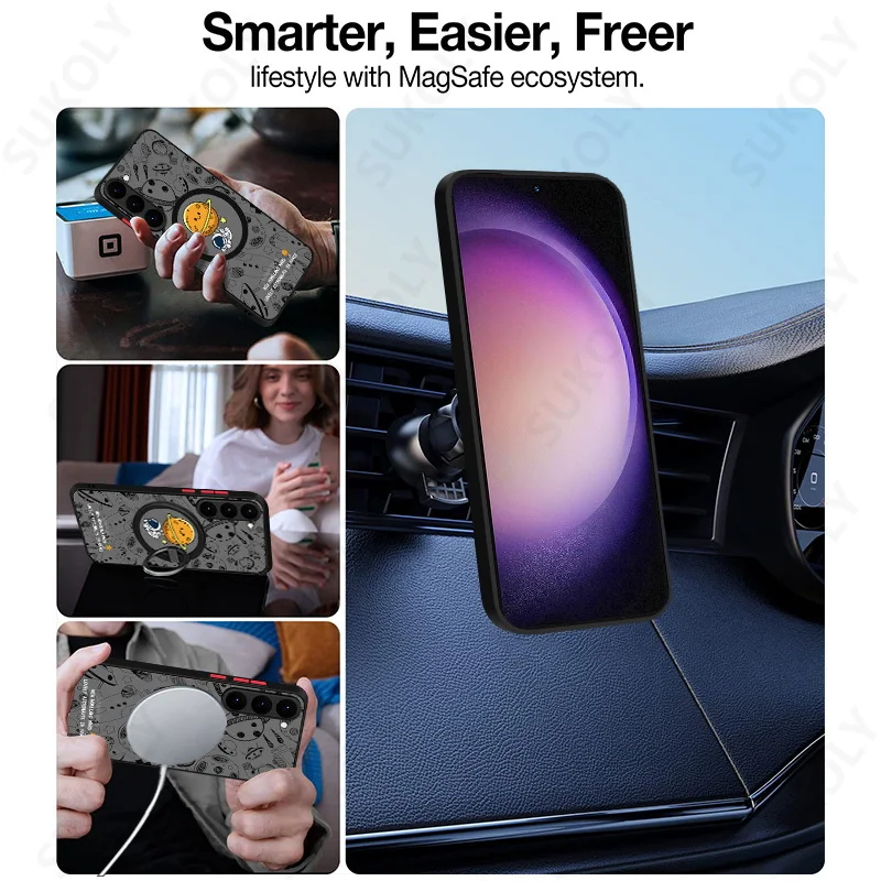 Magnetic Space Astronaut Matte Phone Case Cover