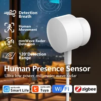 Tuya Zigbee Smart Human Presence Sensor 24G mmWave Radar 20ft Motion Sensor / 15ft Static Detection Alexa Google Assistant Voice