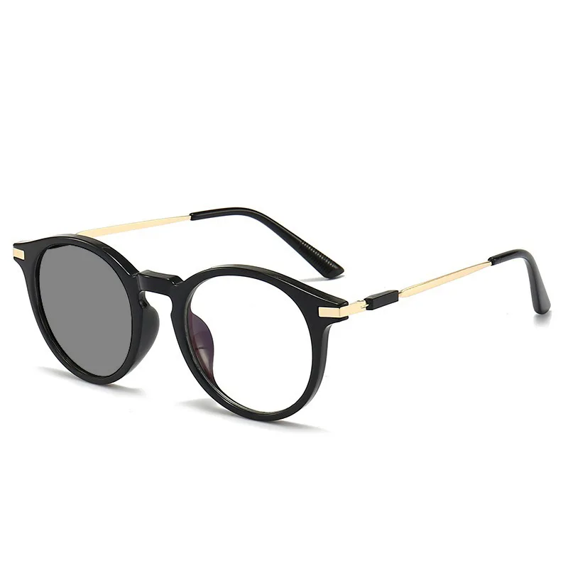 Reading Glasses for Women Round Frame Retro Presbyopia Eyewear Elderly Ultra-light Anti-blue Photosensitive Gray Glasses - 3