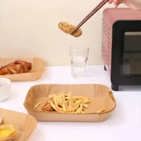 50/100pcs Disposable Air Fryer Paper Rectangle Kitchen Baking Airfryer Mat Oilproof Micro-wave Barbecue Baking Paper Accessories 4