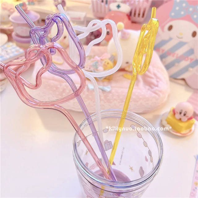 Disney Mickey Head PET Curved Drinking Straws Reusable Beverage Straws  Wedding Decor Cute Colorful Straw Birthday