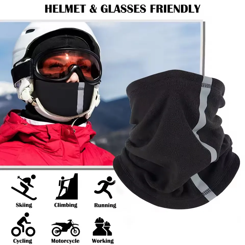 Motorcycle Half Face Mask Scarf Riding Windproof Winter Warm Fleece Neck Scarves Reflective Skiing Neck Cover Mask