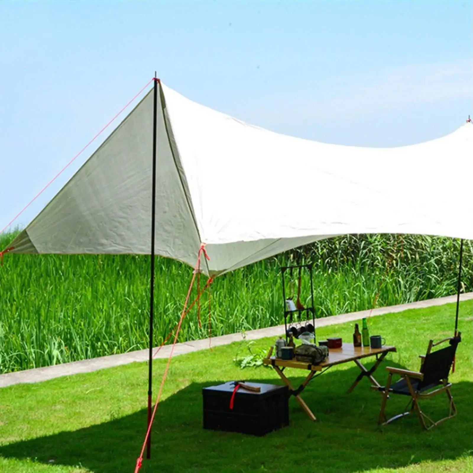 Tarp Poles Tent Rods W/ Storage Awning Support Stand Shelter for Fishing BBQ