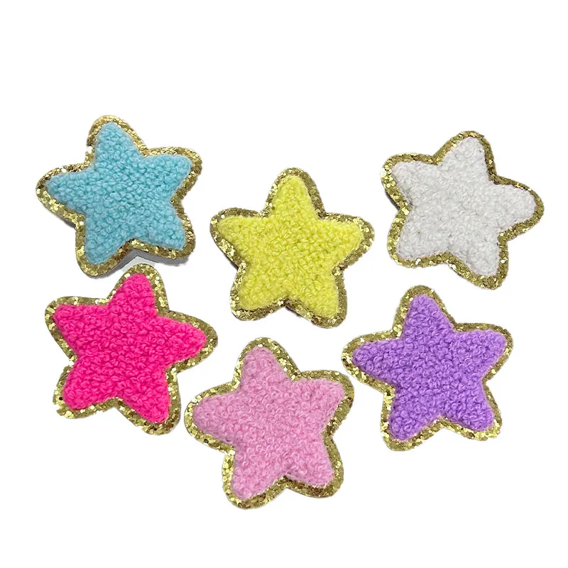 6pc/set Star Repair Patches Chenille Sticker Size 5cm Stick on Patches