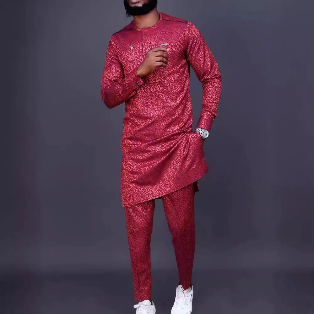 Men's luxury fashion casual print two-piece set