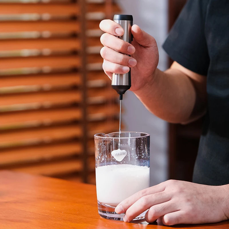 Handheld Battery Operated Electric Foam Maker Drink Mixer with Stainless Steel Whisk and Stand for Cappuccino Bulletproof Coffee