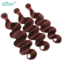 10-28 Reddish Brown Body Wave Human Hair Bundles Sexay Pre Colored Hair Weave In Stock #33 Color Natural Wavy Hair Weave Sale