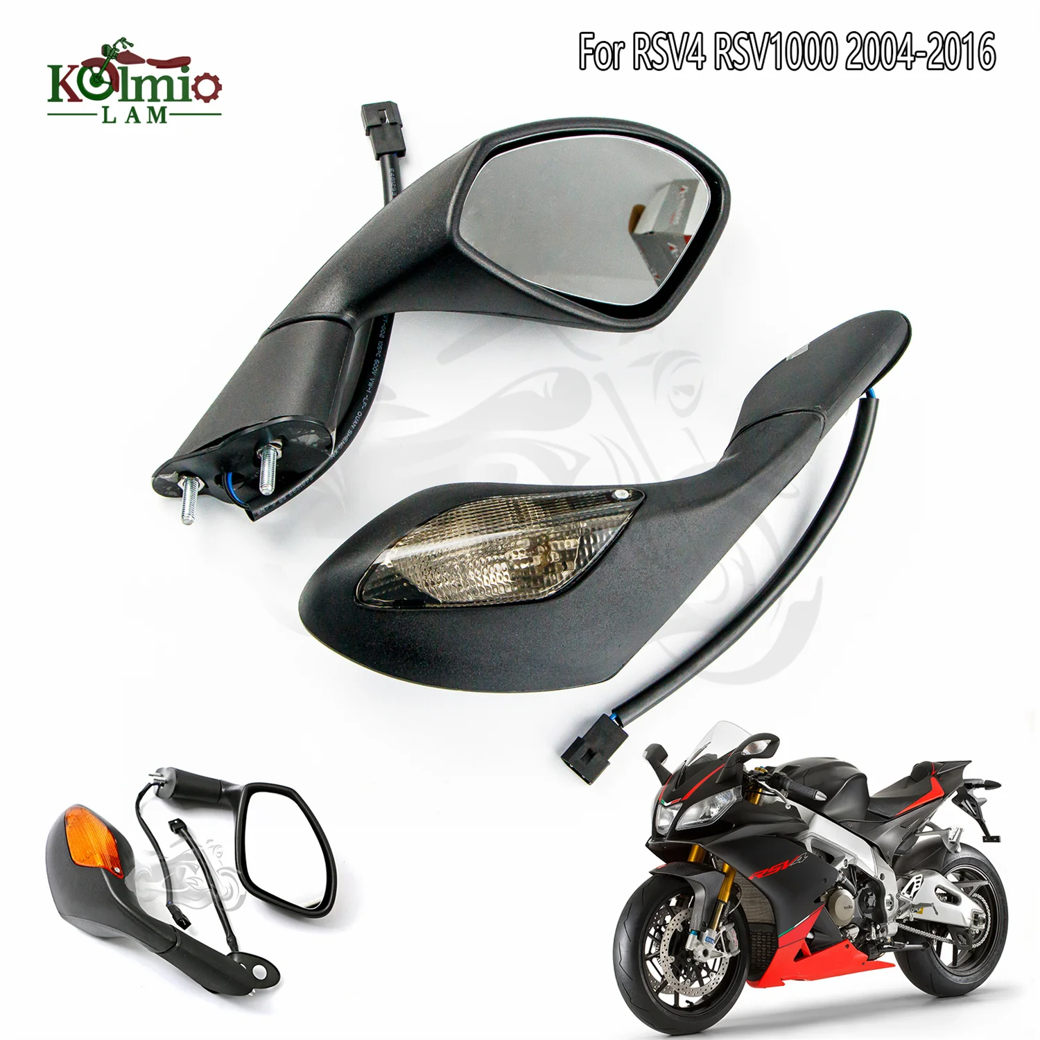 Fit for 2004 - 2016 Aprilia RSV4 Motorcycle Rear View Mirror  Turn Signal 2015 2014 2013 2012 2011 2010 2009 Rearview Mirrors