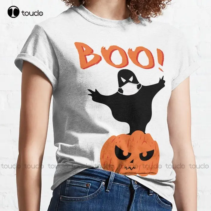 

Новинка, страшная черная классическая футболка на Хэллоуин с призраком, хлопковые футболки, женская уличная одежда, футболка, новая популярная Ретро футболка