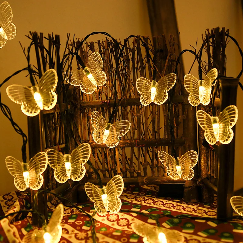 Outdoor Butterfly Solar String Lights Garden Decor Fairy Lights LED Waterproof Patio Yard Celebrations Holiday Decoration