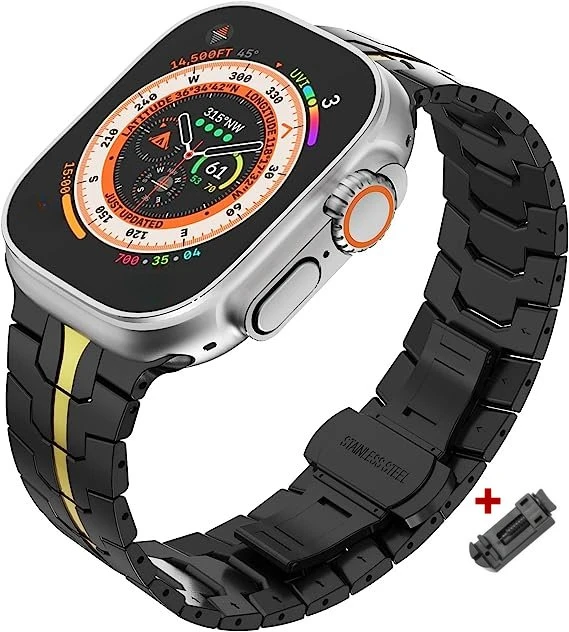 Titanium Orange Stainless Steel Bracelet for Smartwatch - Bold and Stylish Strap