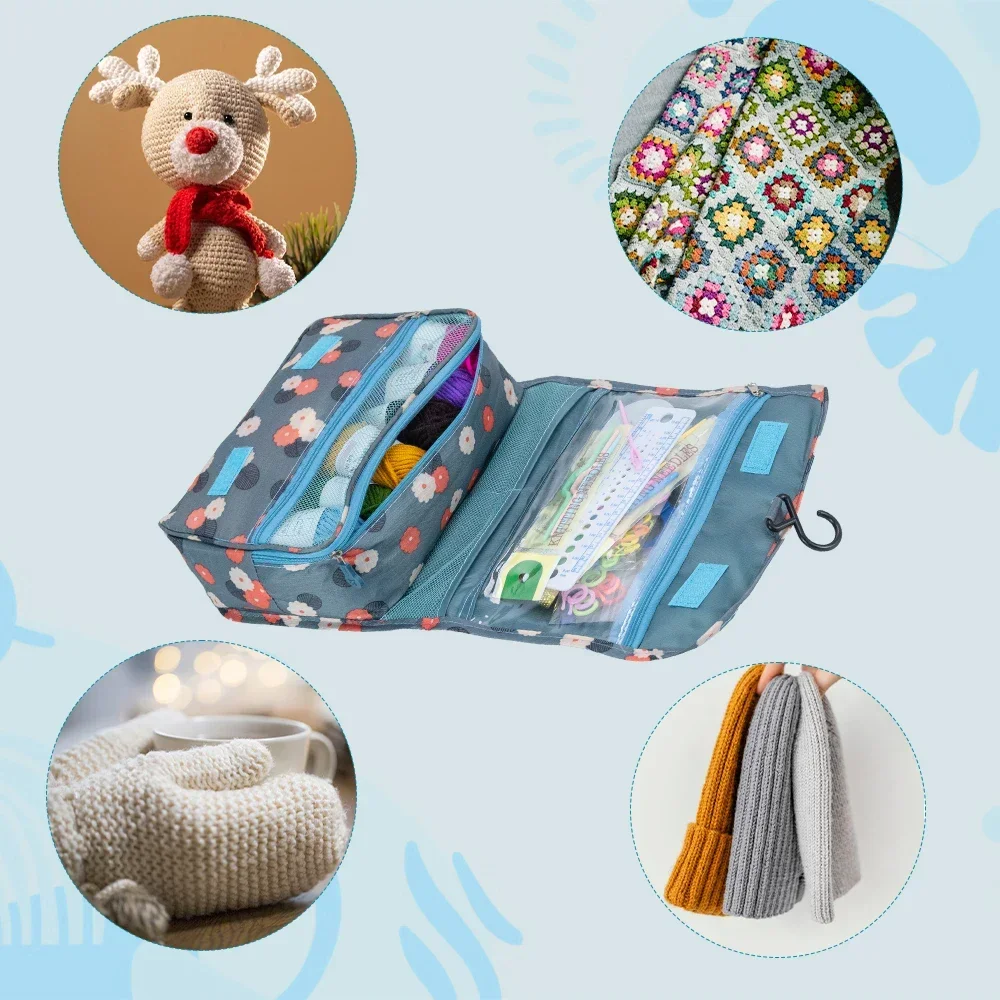 DIY Beginner Crochet Hook Set with Portable Storage Bag Material Pack for Sewing Knitting Crocheting
