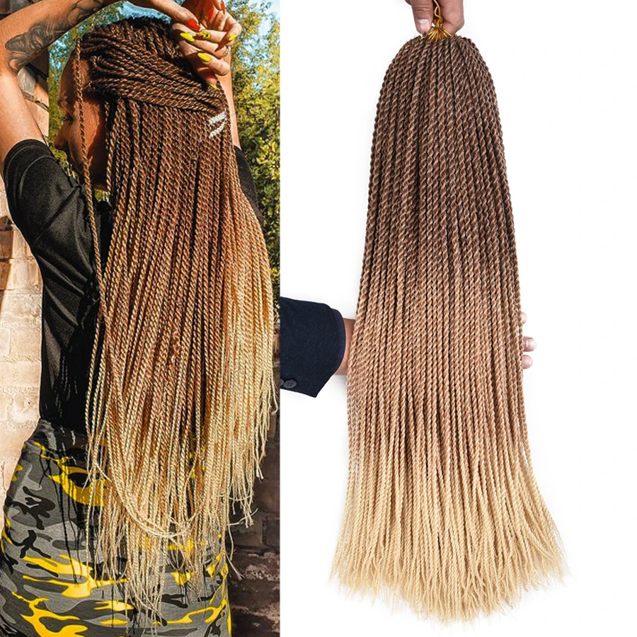Senegalese Twist Hair Senegalese Twist Braids Ombre Synthetic Hand made Crochet Twist Braids Pre-twisted Ombre Braiding Hair Extensions 24inch