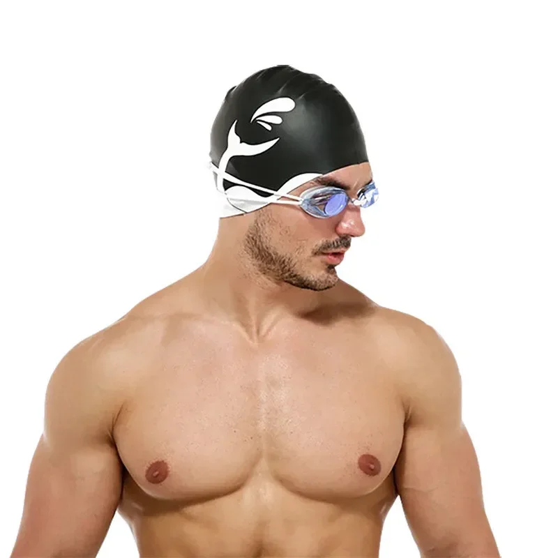 Universal Men Women Swimming Caps Soft Silicone Waterproof Cute Cartoon Swim Hat Large Size Adult Swimming Cap Pool Accessories 3