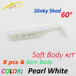 Enhanced Fishing Lure Kit - Slinky Shad Soft Lures with Jig Heads for Rock and Mud Minnow Fishing (BAG Pearl White)