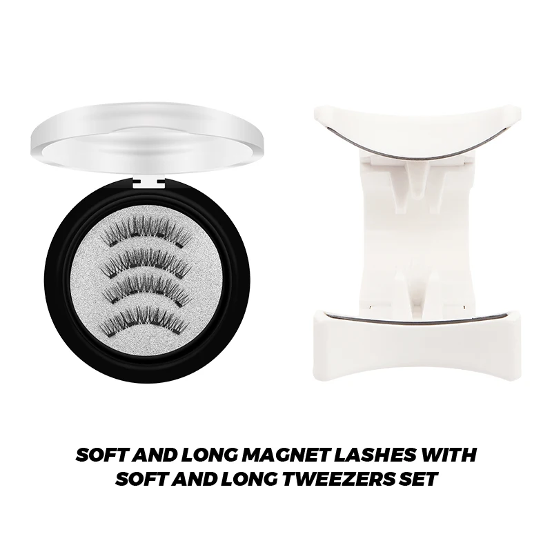 Fake Eyelashes DINGSEN Magnetic Eyelashes 3D Natural False Eyelashes Reusable 4pcs Magnet Clip Set Lashes Extension Makeup Tweezers Lash Set