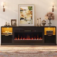 70” Fireplace TV Stand Modern Entertainment Center with 36" Electric Fireplace & LED Lights, Fluted Media TV Console Table 1