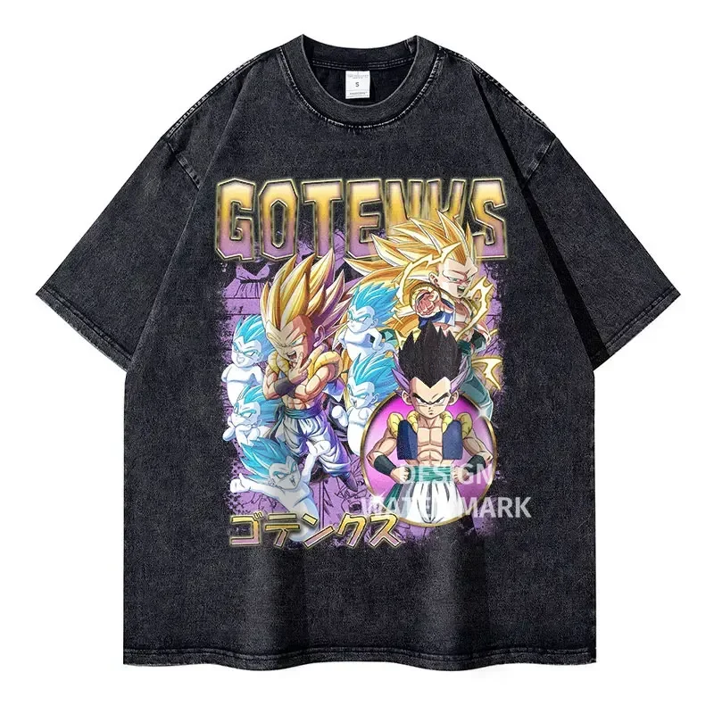Vintage Washed Anime Dragon T-Shirt Retro Manga Design