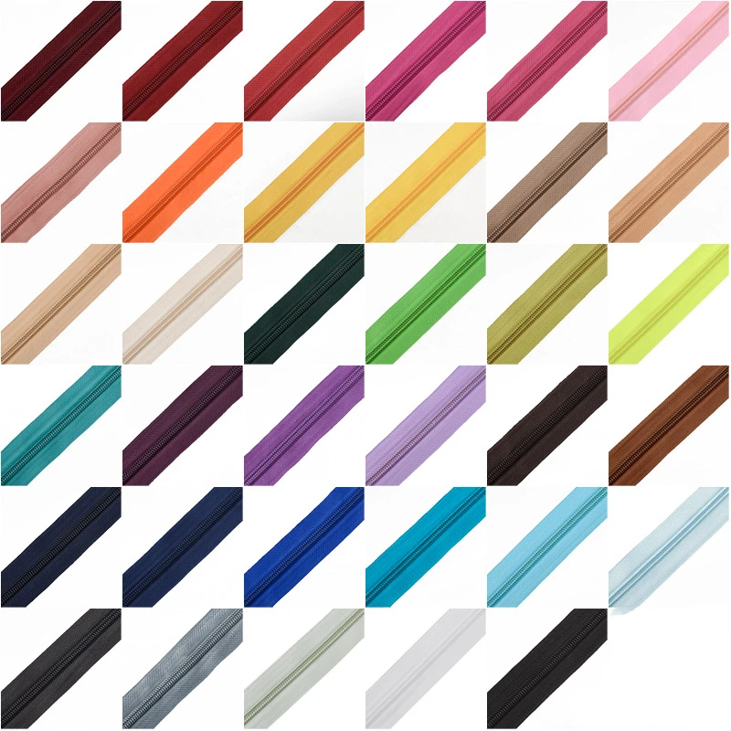 

3Meter 5# Nylon Zipper By The Meters With 3Pcs Zip Slider Plastic Coil Zipper Tape DIY Bag Home Textile Sewing Accessories