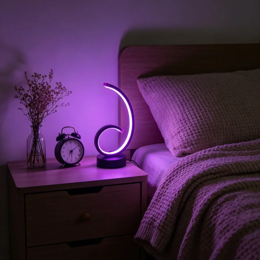 1개입 모던 스파이럴 음표 LED 테이블 램프, RGB 색상 변환 네온 조명, USB 전원 장식 램프 (침실, 파티, 가정용)