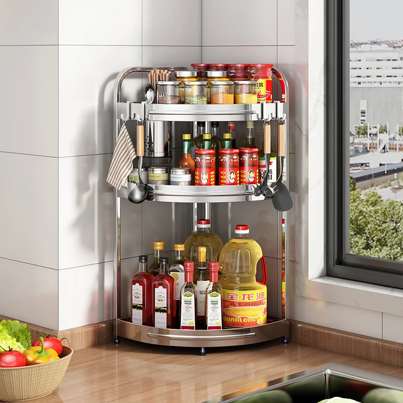 Kitchen Corner Shelves Stainless Steel Multi-Layer Storage