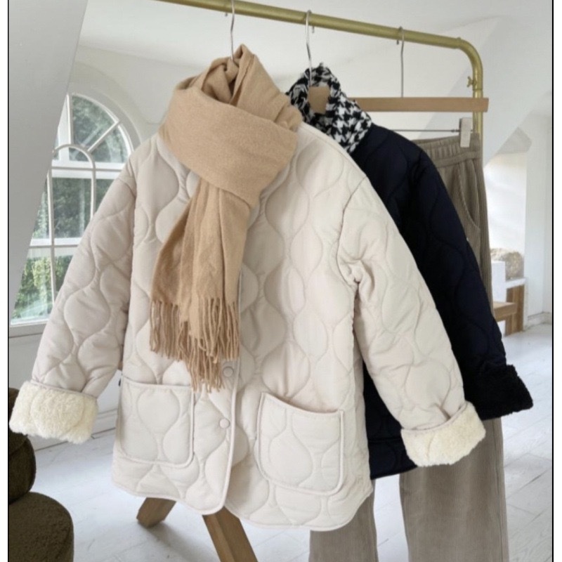 Warm Lamb Fur Splicing Lightweight Diamond id Winter Korean Loose Small Fraance Sle Diamond id Cotton Jaet for Women