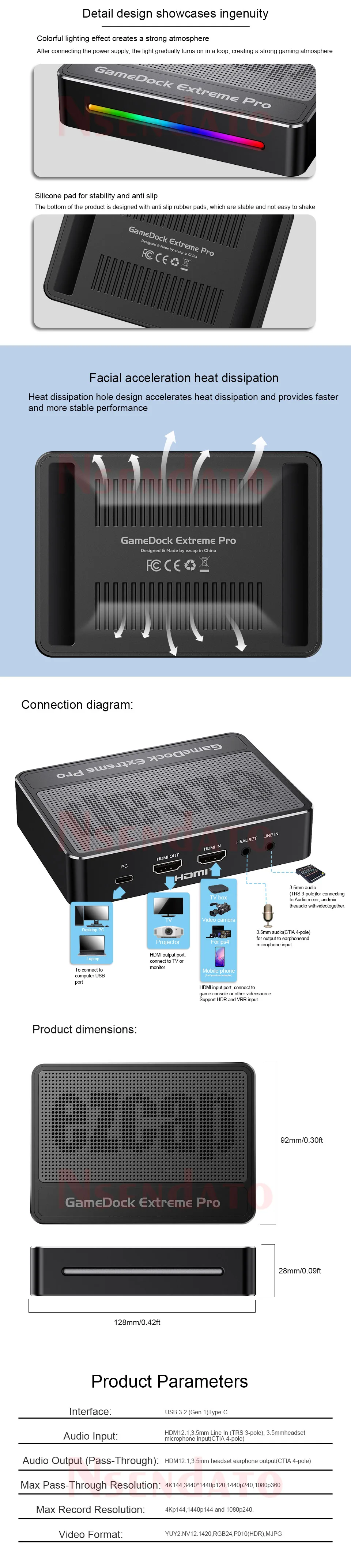 Ezcap401 Gamedock Extreme Pro USB 3.2 Type C 4Kp30 HDMI2.1 HDR Video Capture Car