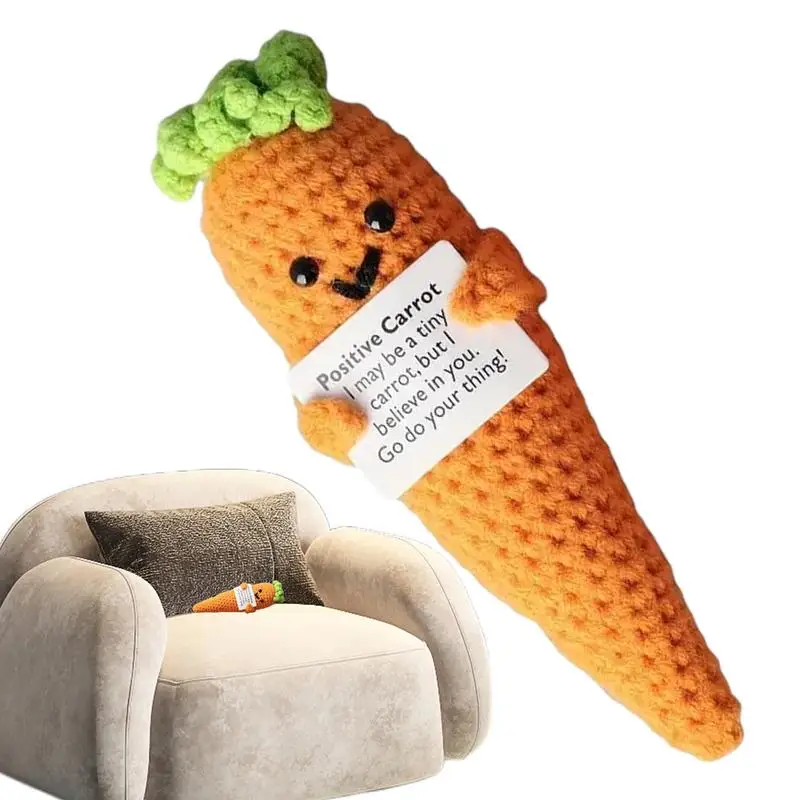 

Positive Crochet Handmade Crochet Carrot Toys 16Cm/6.3Inch Cute Emotional Support Carrot Positive Dolls Inspirational Carrot Toy