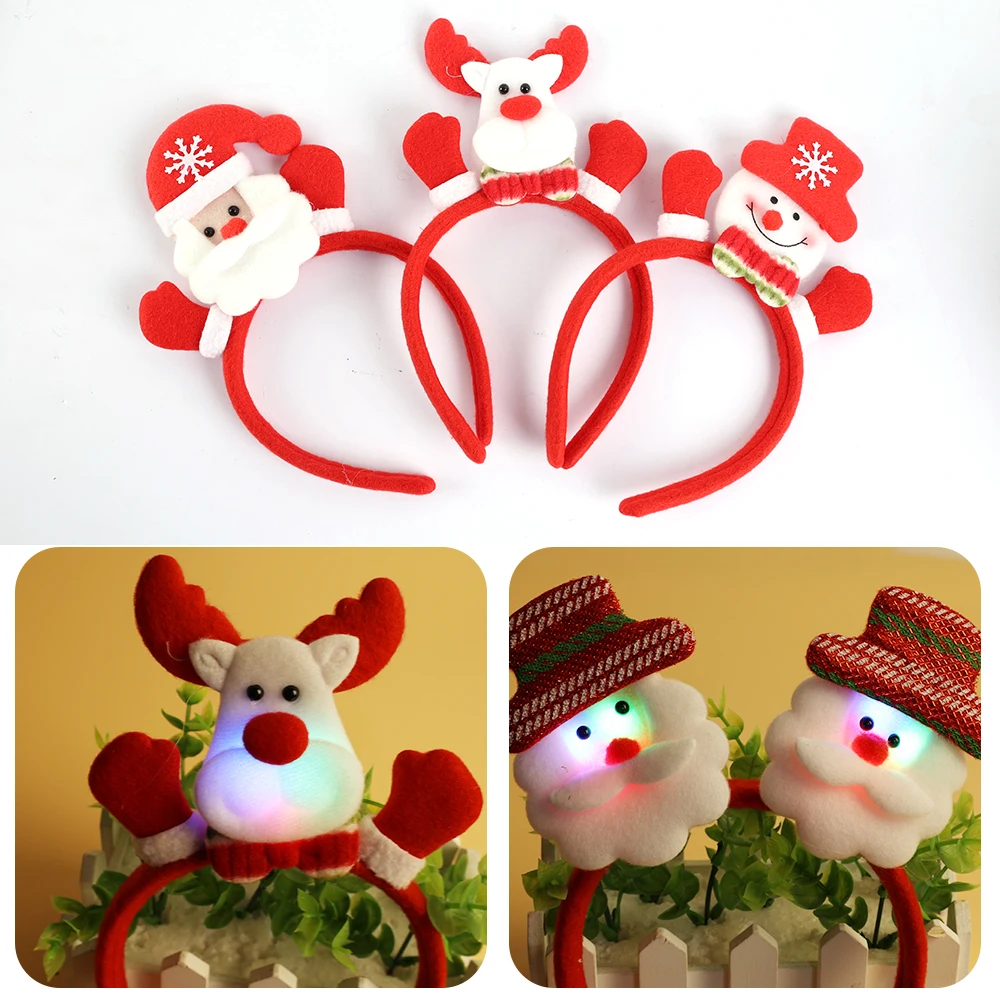

Christmas LED Light Hairband Snowman Headband Ornaments For Party Christmas Decorations New Year Navidad Gift Hair Accessories